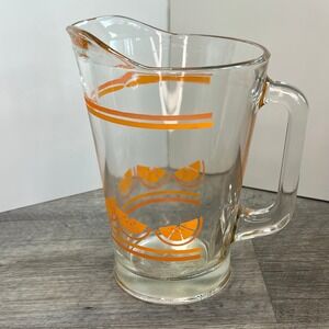 Vintage 1950s Caisa Orange Slice Glass Pitcher 8.5" Retro Kitchen Juice Beverage